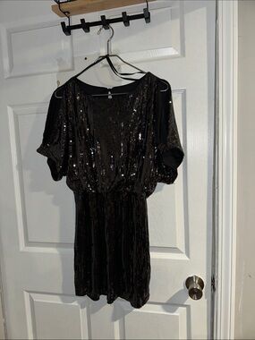 “XSCAPE PETITE by Joanna Chen” Black Sequin Dress